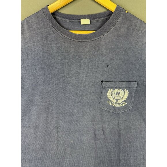 Vintage 90's UCLA University Of California Pocket Shirt Single Stitch Faded Navy - Picture 4 of 13